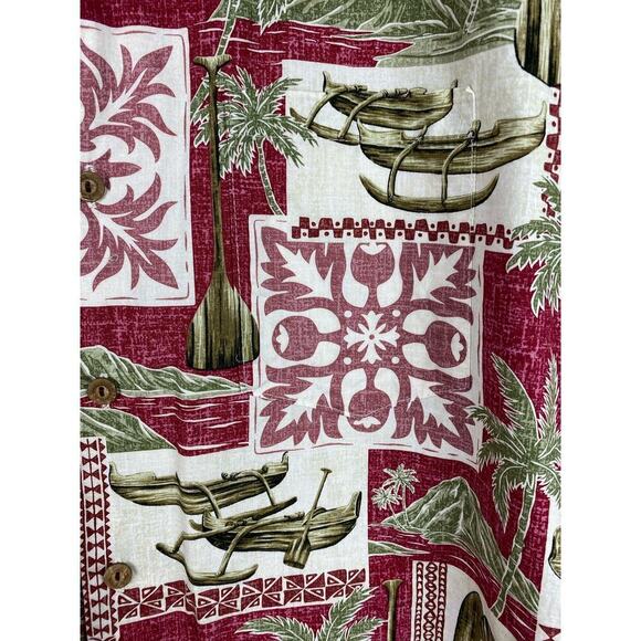 Hilo Hatties The Hawaiian Original Men's S Burgundy Retro Button Up Shirt - Picture 2 of 8